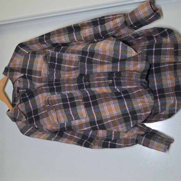 Zara Plaid Button Up Collard Long Sleeve Top High-Low Size XXL - Picture 1 of 7